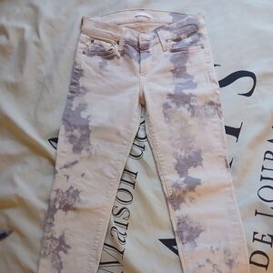 7 For All Mankind Women's Skinny Jeans - Cream and Gray